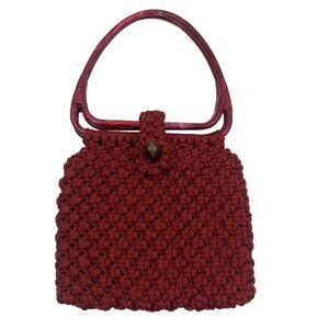 Boho/Hippie Crochet Handbag With Plastic Marbled Handle